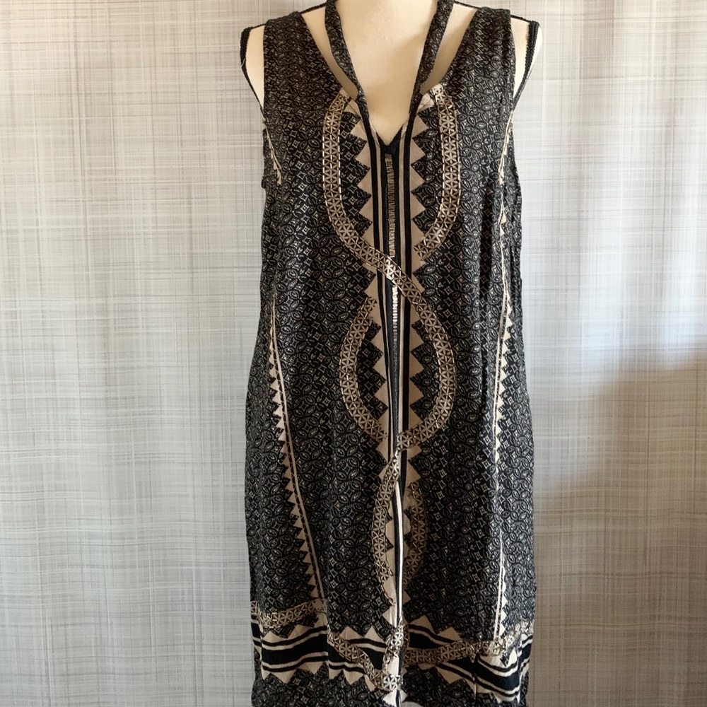 Free People Tan and Black Beaded Dress SM